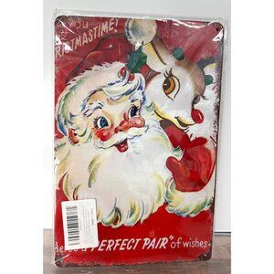 Santa & Rudolph Retro Metal Tin Sign 8x12 Inches